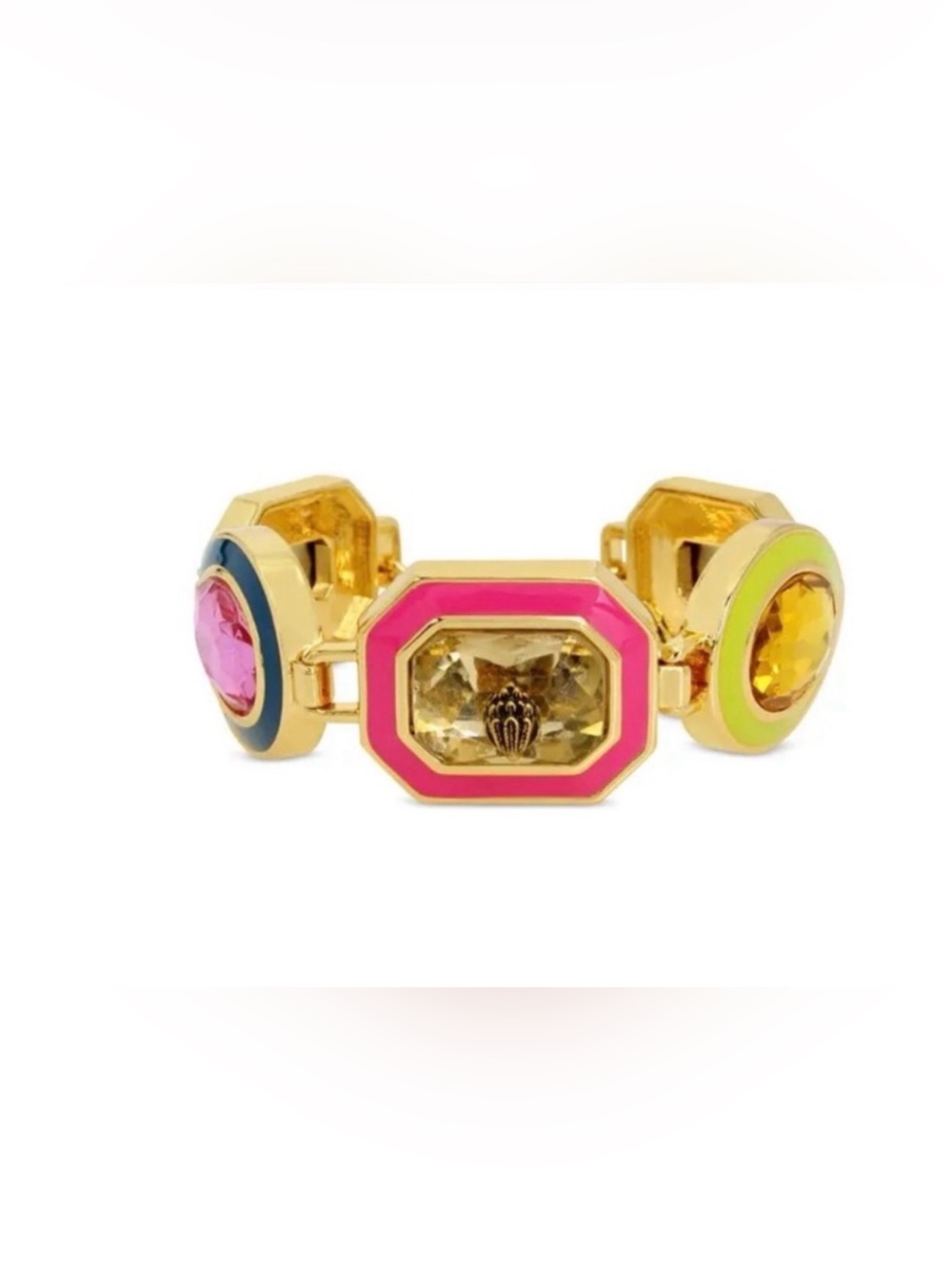 Gold Multicolor Gemstone Link Bracelet - Women Jewelry - Picture 3 of 10